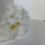 Złote Kolczyki Sztyfty "Golden Sun" – Handmade z Cytrynem