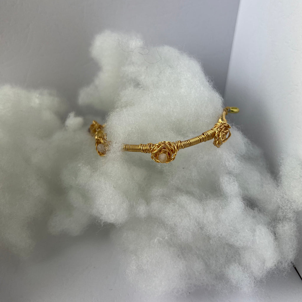 Talizman Obfitości i Pasji – Złota Bransoletka z Kamieniami Naturalnymi Rubin, Cytryn i Kryształ Górski