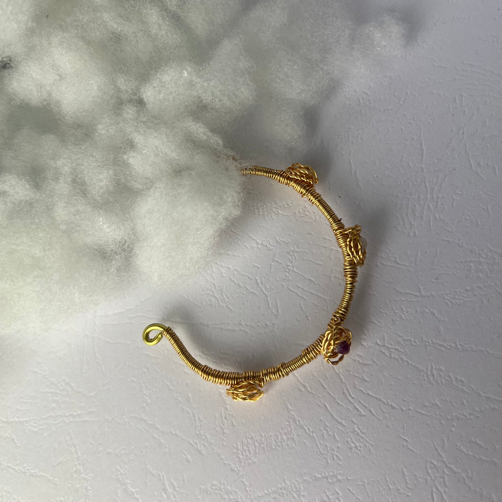 Talizman Obfitości i Pasji – Złota Bransoletka z Kamieniami Naturalnymi Rubin, Cytryn i Kryształ Górski