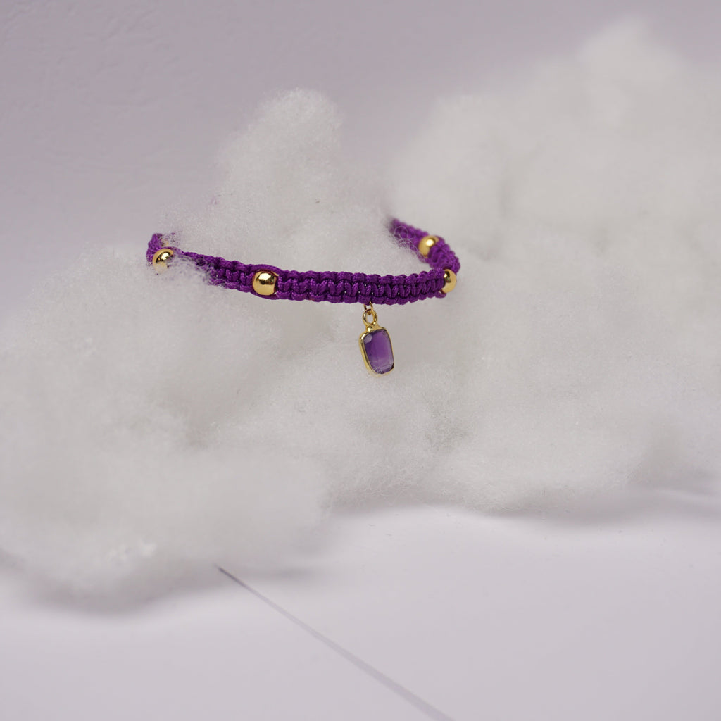 Bransoletka sznurkowa- Ametyst