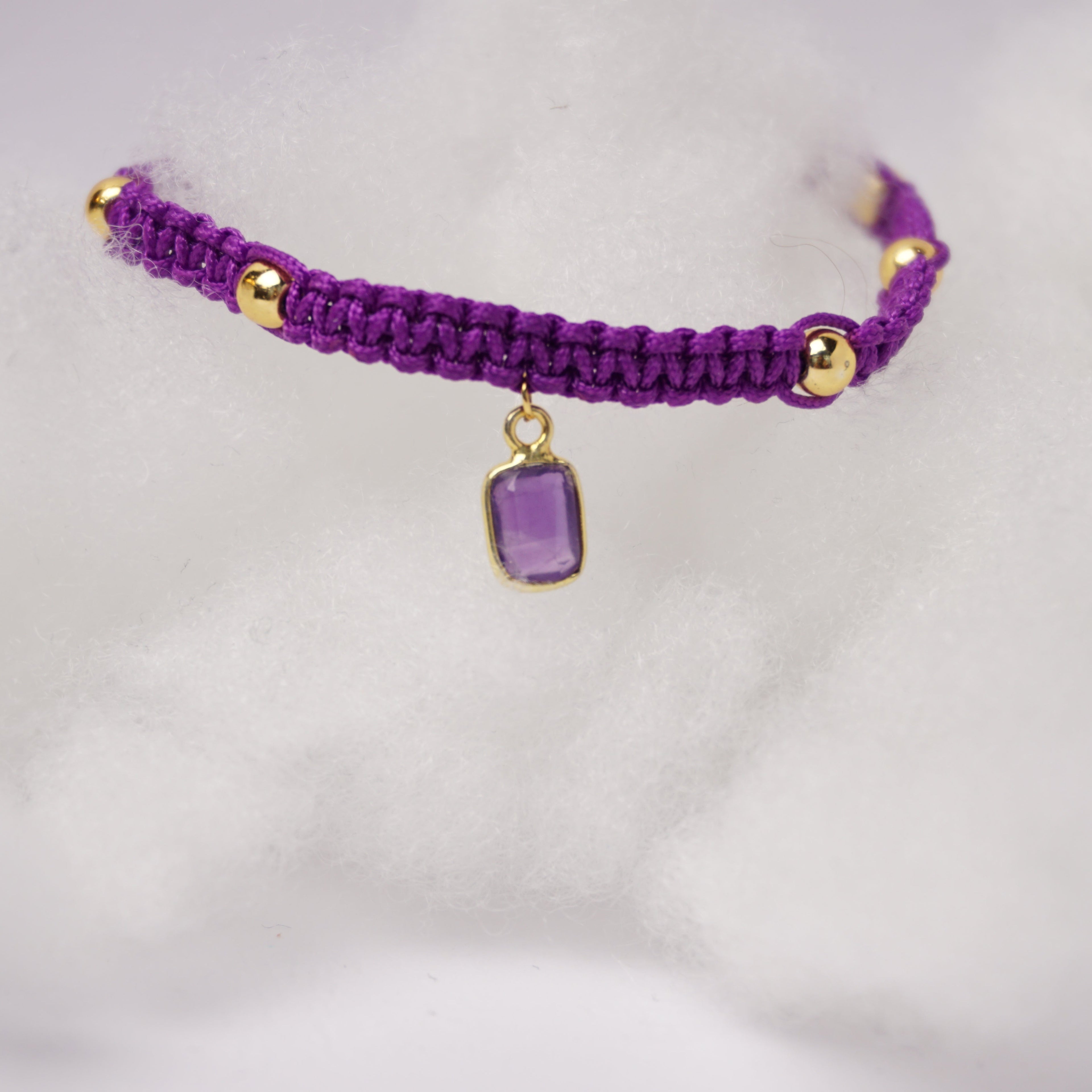 Bransoletka sznurkowa- Ametyst