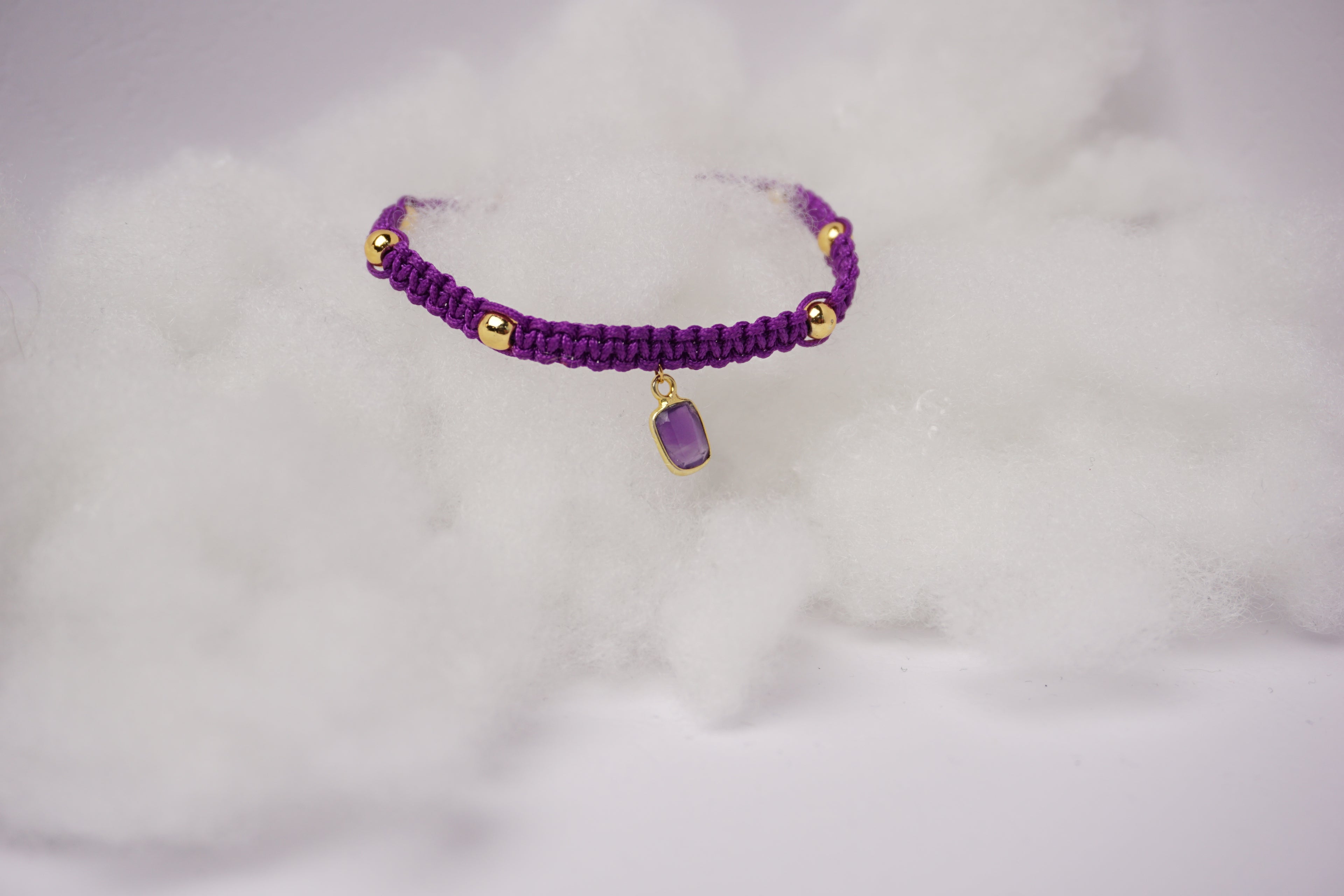 Bransoletka sznurkowa- Ametyst