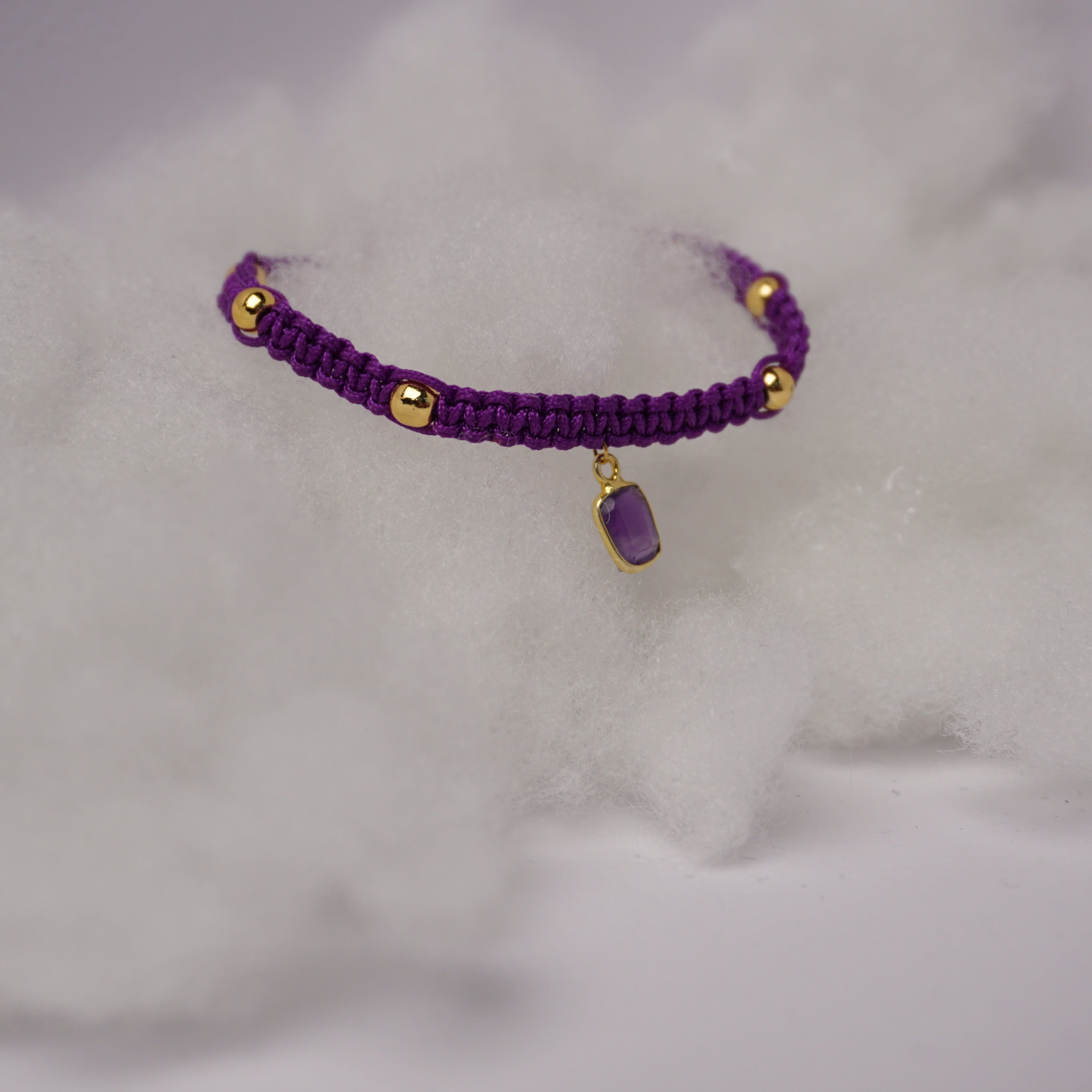 Bransoletka sznurkowa- Ametyst