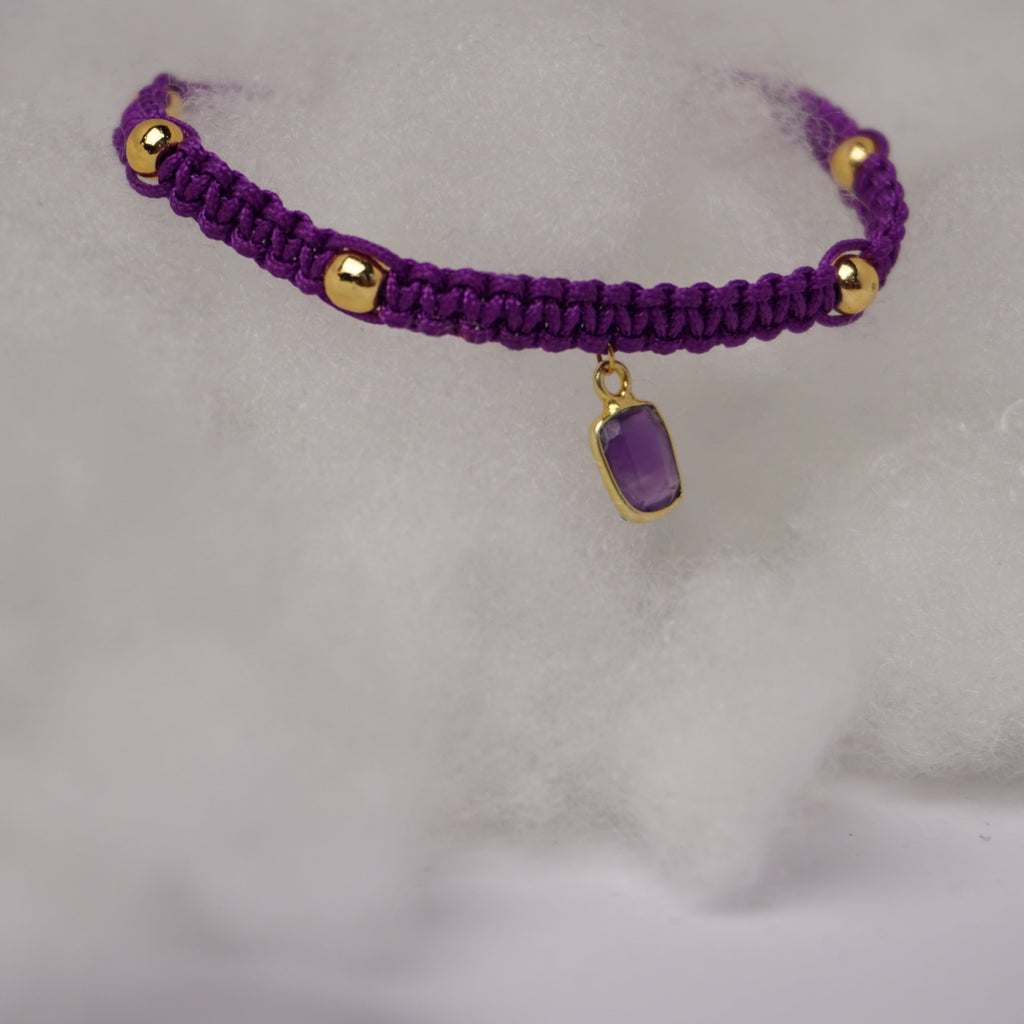 Bransoletka sznurkowa- Ametyst
