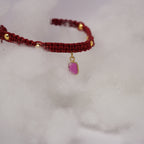 Bransoletka sznurkowa- Rubin
